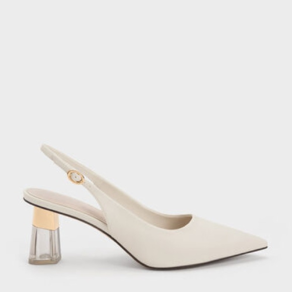 Charles & Keith Cream Slingback Heels